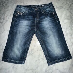 Miss Me Dark Blue Denim Bermuda Shorts